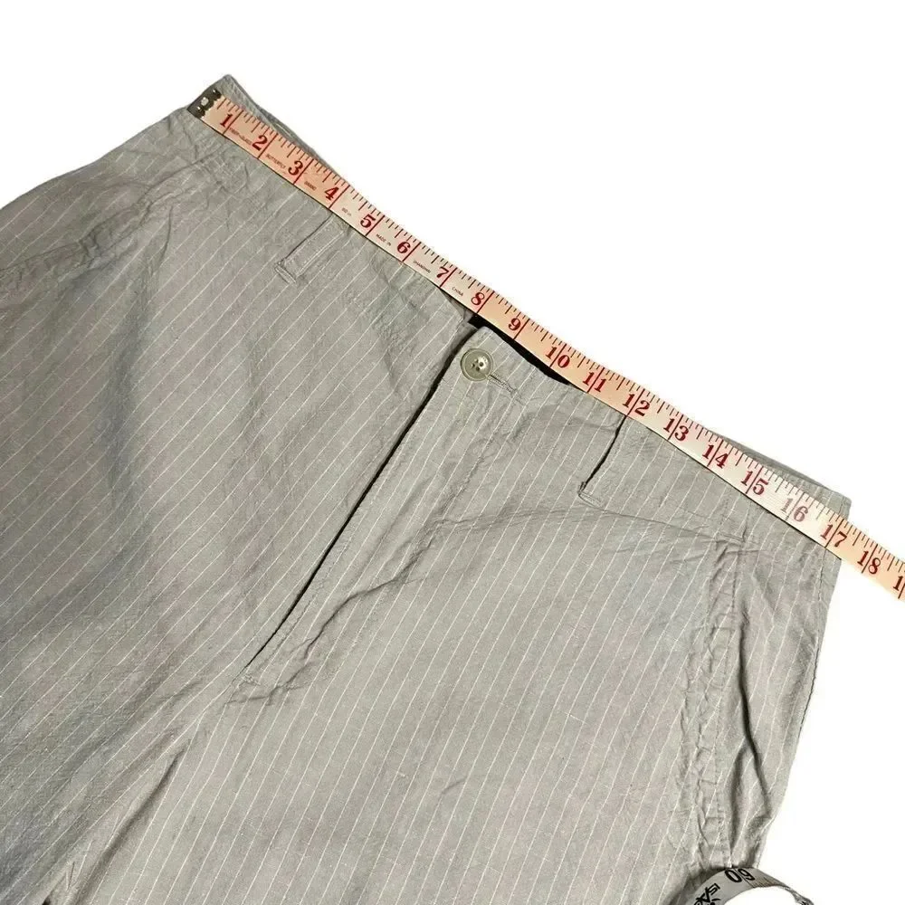Banana Republic beige striped flat front linen blend shorts size waist 34”